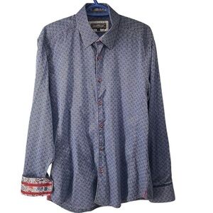 7 Downie St button down shirt button up flip cuff business career sz Lg